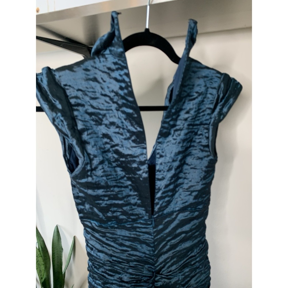 Vintage Y2K 90's Nicole Miller Gold Label Blue Rushed Dress Size 6 USA $450 - Picture 4 of 16
